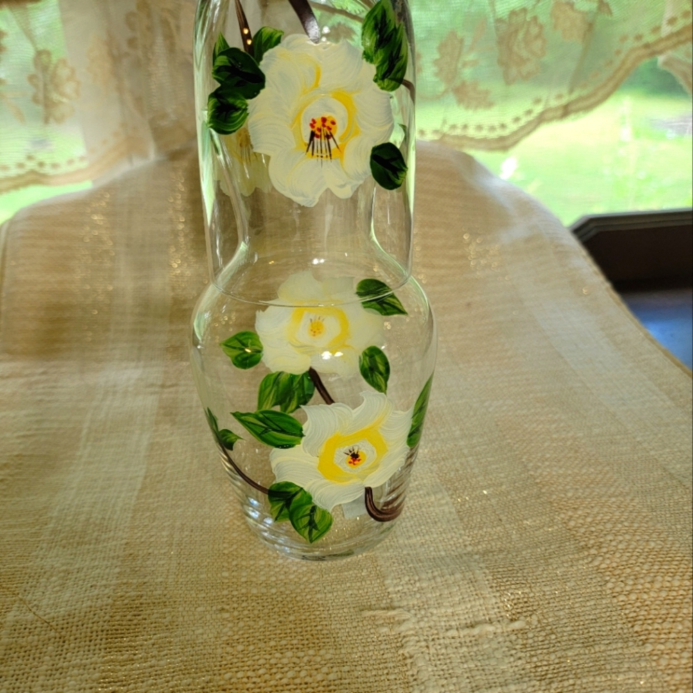 Handpainted water carafe with cup
